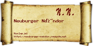 Neuburger Nándor névjegykártya